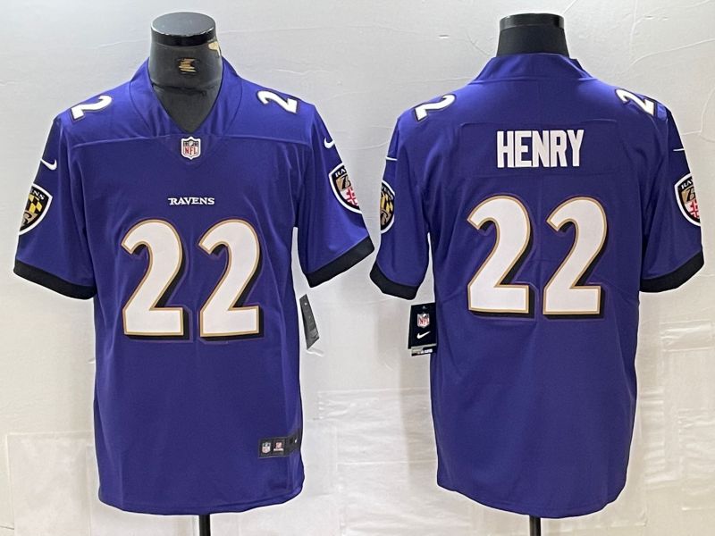 Men Baltimore Ravens #22 Henry Purple 2024 Nike Vapor Untouchable Limited NFL Jersey style 1->->NFL Jersey